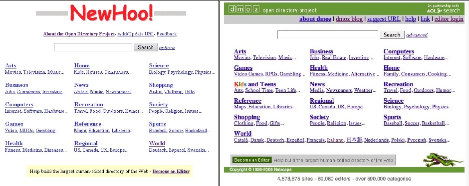 dmoz open directory 1998 2008